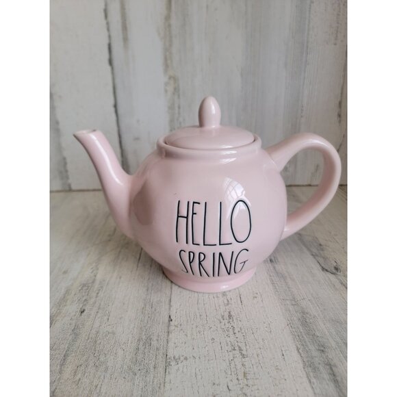 Rae dunn light pink Hello spring teapot home decor - Picture 1 of 7